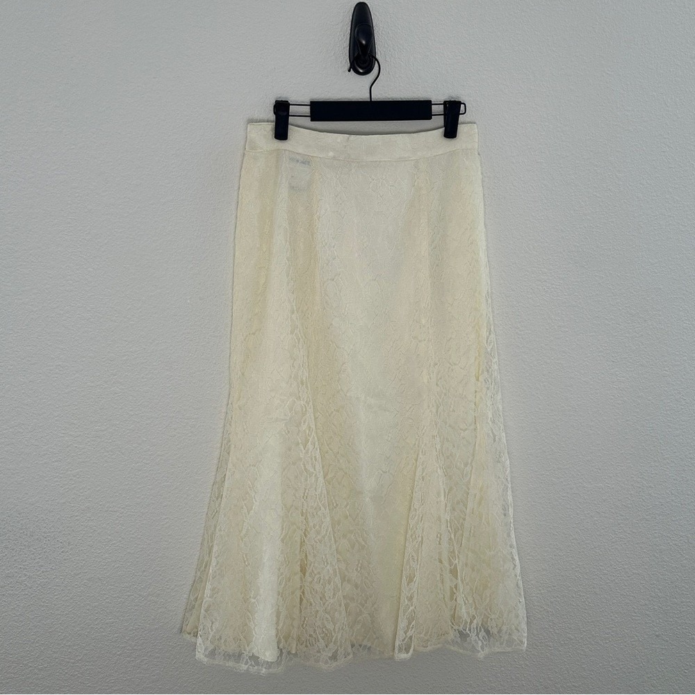 Gunne Sax‎ Maxi Skirt Womens Small Cream Floral Lace Vintage Jessica McClintock